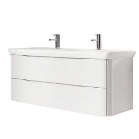 Eden 1200mm Wall Hung Vanity Unit in Gloss White & Link Resin Basin