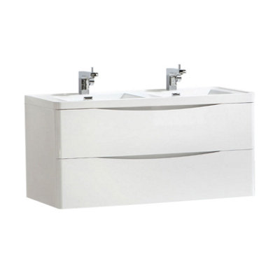 Eden 1200mm Wall Hung Vanity Unit in Gloss White & Resin Basin