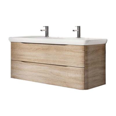 Eden 1200mm Wall Hung Vanity Unit in Light Oak & Link Resin Basin