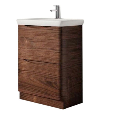 Eden 600mm Floorstanding Vanity Unit in Redwood & Link Resin Basin