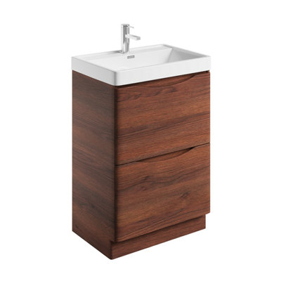 Eden 600mm Floorstanding Vanity Unit in Redwood & Resin Basin