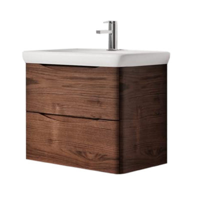 Eden 600mm Wall Hung Vanity Unit in Redwood & Link Resin Basin