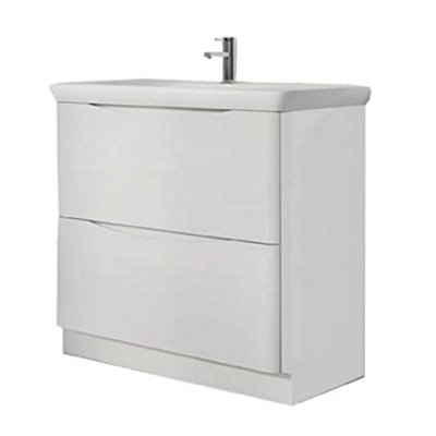 Eden 900mm Floorstanding Vanity Unit in Gloss White & Link Resin Basin