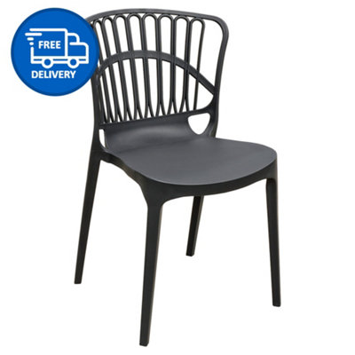 Eden Garden Stacking Chairs x12 In Black - INCLUDES FREE DELIVERY