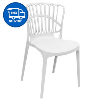 Eden Garden Stacking Chairs x8 In White - INCLUDES FREE DELIVERY