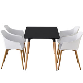 Eden Halo Dining Set with 4 Chairs, a Table and Chairs Set of 4, Black/White