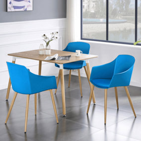 Eden Halo Dining Set with 4 Chairs, a Table and Chairs Set of 4, Oak/Teal