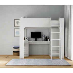Eden High Sleeper Bed in Grey with Desk and Storage