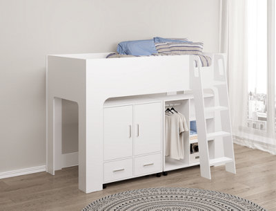 Eden Mid Sleeper bed white with storage