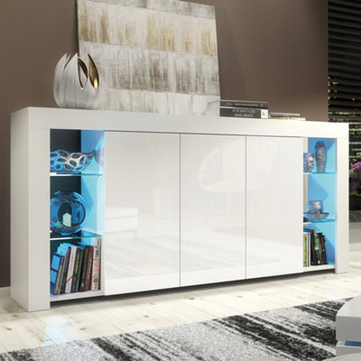 Eden Sideboard 164cm White with High Gloss Doors and LED Lighting - Creative Furniture