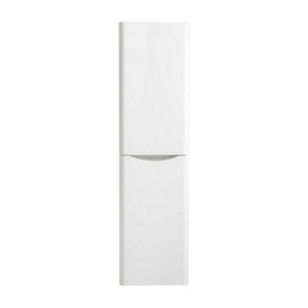 Eden Wall Mounted Tall Storage Unit in Gloss White (Left Hand)
