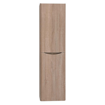 Eden Wall Mounted Tall Storage Unit in Light Oak (Left Hand)