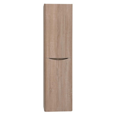 Eden Wall Mounted Tall Storage Unit in Light Oak (Right Hand)