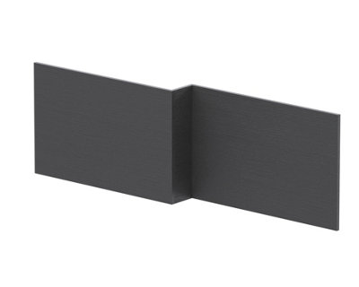 Edge/Power L Shape Square Front Bath Panel, 1700mm - Textured Woodgrain Graphite Grey - Balterley