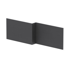 Edge/Power L Shape Square Front Bath Panel, 1700mm - Textured Woodgrain Graphite Grey - Balterley
