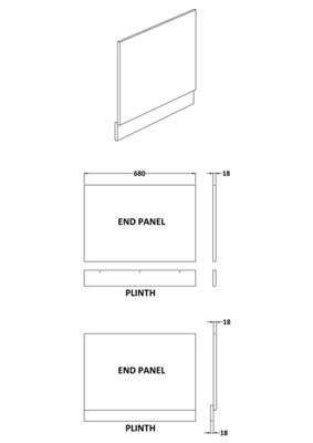 Edge/Power Straight End Bath Panel & Plinth, 700mm - Textured Matt Metallic Slate - Balterley
