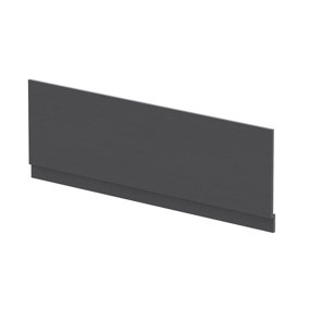 Edge/Power Straight Front Bath Panel & Plinth, 1700mm - Textured Woodgrain Graphite Grey - Balterley