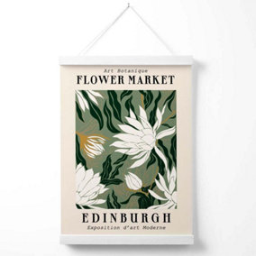 Edinburgh Green and White Flower Market Exhibition Poster with Hanger / 33cm / White