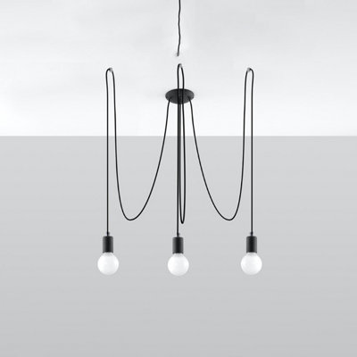 Edison Fabric & Steel Black 3 Light Classic Chandelier