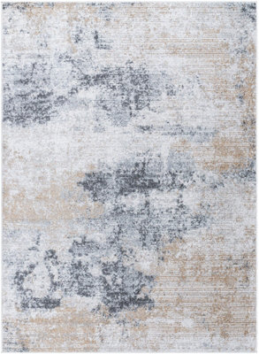 EDITH Abstract Modern Marble Charcoal/Amber Area Rug 120 x 170 cm