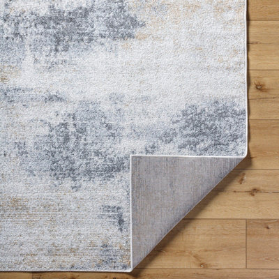 EDITH Abstract Modern Marble Charcoal/Amber Area Rug 120 x 170 cm
