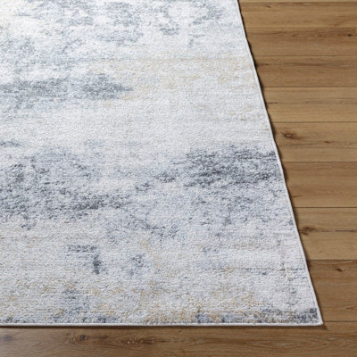EDITH Abstract Modern Marble Charcoal/Amber Area Rug 120 x 170 cm