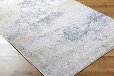 EDITH Abstract Modern Marble Charcoal/Amber Area Rug 120 x 170 cm