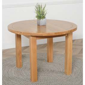 Edmonton 110 - 140cm Solid Oak Extendable Round Dining Table