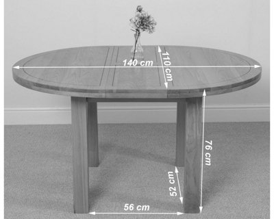 Edmonton 110 - 140cm Solid Oak Extendable Round Dining Table