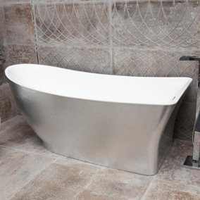Edmonton Silver Effect Acrylic Freestanding Bath (L)1750mm (W)750mm