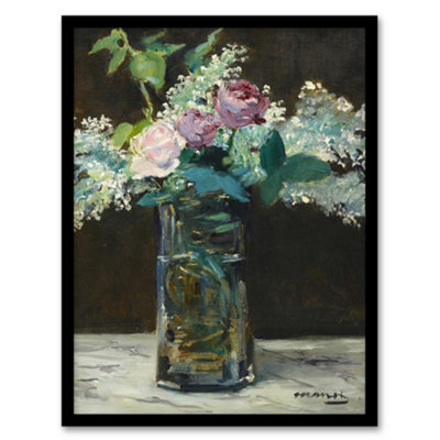 Edouard Manet Framed Wall Art Print Vase of White Lilacs and Roses - A4 ...