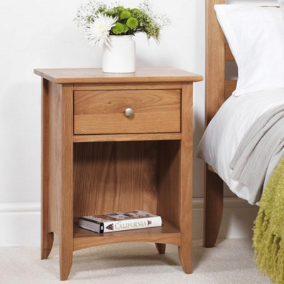 Edward Hopper Oak 1 Drawer Bedside Table