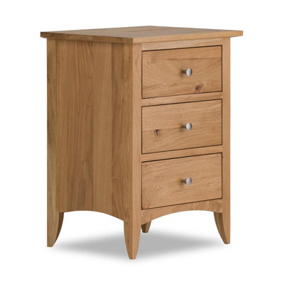 Edward Hopper Oak 3 Drawer Bedside Table