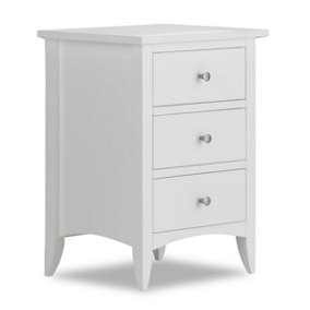 Edward Hopper White 3 Drawer Bedside Table