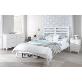 Edward Hopper White Double Bed Frame 4ft6 with Slatted Headboard