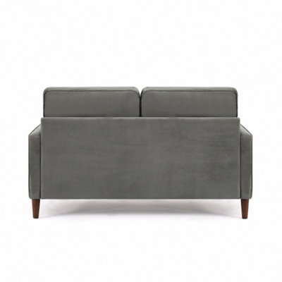 Edward Velvet Sofa 2 Seater Luxury Velvet Sofa Couch Settee Bolster Cushions, Grey