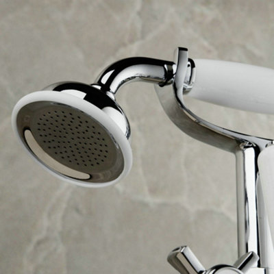 EDWARDIAN DECK MOUNTED BATH SHOWER MIXER TAP FULL TURN CROSS HANDLE - 4