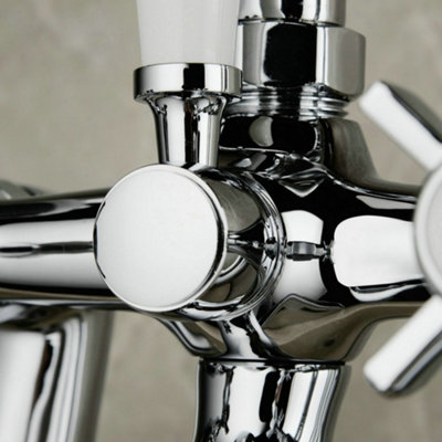 EDWARDIAN DECK MOUNTED BATH SHOWER MIXER TAP FULL TURN CROSS HANDLE - 7