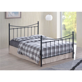Edwardian Style Black Metal Bed Frame - Small Double 4ft