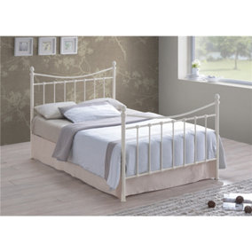 Edwardian Style Ivory Metal Bed Frame - King Size 5ft