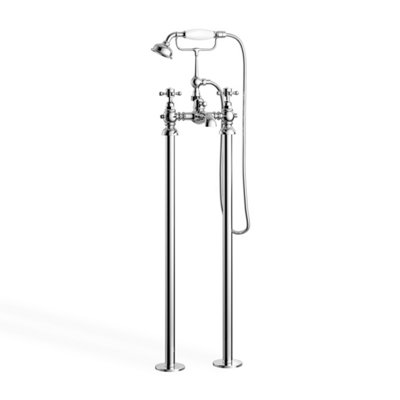 Edwin Traditional Freestanding Bath Shower Mixer Tap Chrome - 4