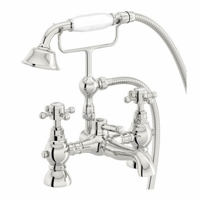 Edwin Traditional Freestanding Bath Shower Mixer Tap Chrome - 5