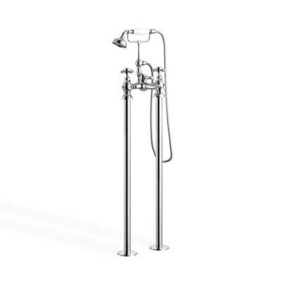 Edwin Traditional Freestanding Bath Shower Mixer Tap Chrome - 6
