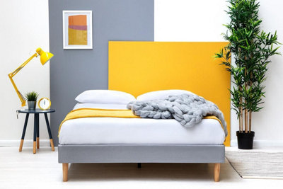 Edworth Grey Fabric Low Platform Double Bed Frame 4ft 6 DIY at B Q