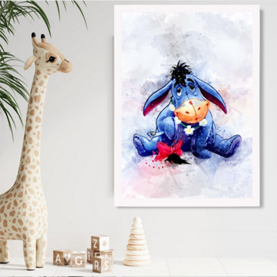Eeyore Watercolour Winnie the Pooh Art Print with White Frame SIZE: A2