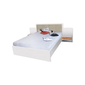 Effect Bed in Anderson Pine (White) - H1010mm D2080mm W2750mm with Bedsides, Bright and Functional