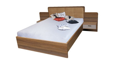 Effect Bed in Columbian Walnut - H1010mm D2080mm W2750mm with Bedsides, Sleek and Organised