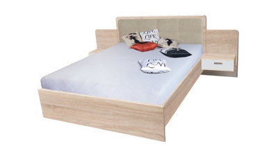 Effect Bed in Oak Sonoma - H1010mm D2080mm W2750mm with Bedsides, Warm and Organised