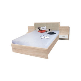 Effect Bed in Oak Sonoma - H1010mm D2080mm W2750mm with Bedsides, Warm and Organised