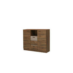 Effect Chest of Drawers in Columbian Walnut - W1300mm H1050mm D420mm, Sleek and Contemporary